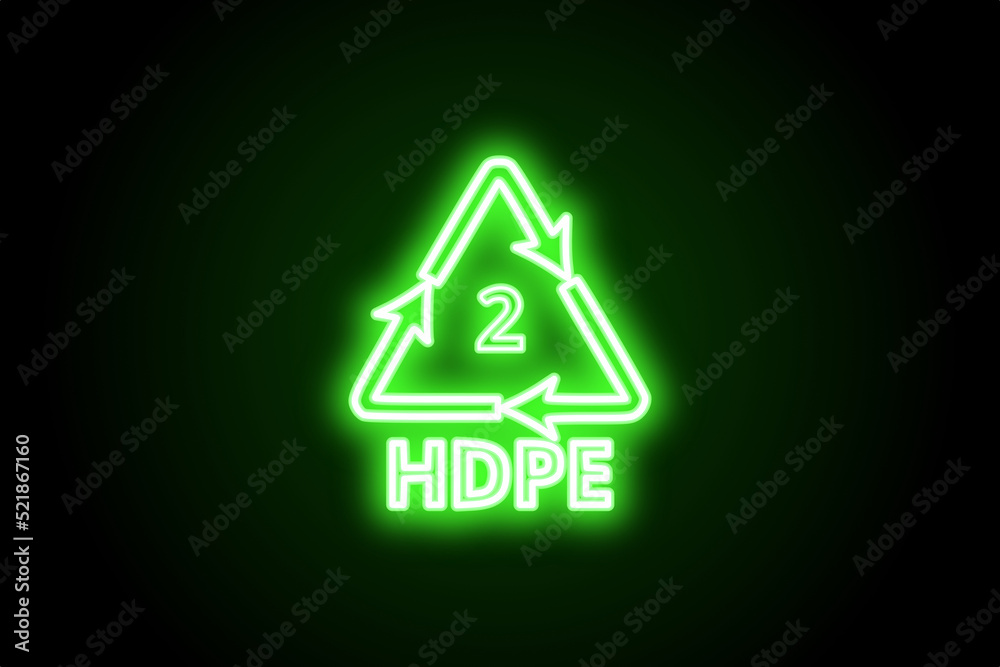 High density polyethylene glowing neon symbol sign High density polyethylene glowing neon symbol sign