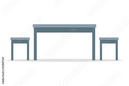 Kitchen table and chairs icon. Color silhouette. Front side view. Vector simple flat graphic illustration. Isolated object on a white background. Isolate.