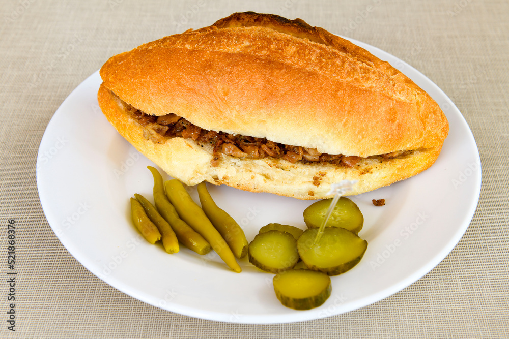 Meat Chicken Doner, between bread (Turkish Name : ekmek arasi doner, doner, Turk kebabi)