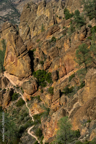 Trail Snakes Along The Edge of The Cliffs In Pinnacles