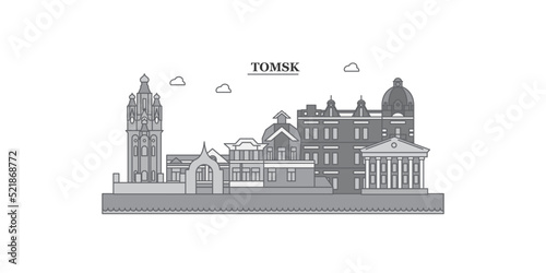 Obraz na płótnie Russia, Tomsk city skyline isolated vector illustration, icons w salonie