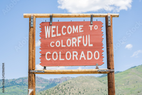 Colorado state line against blue sky