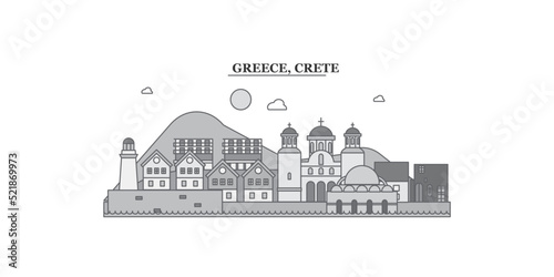 Greece, Crete city skyline isolated vector illustration, icons