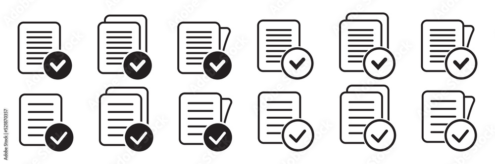 Compliance document icon in flat style. Approved process vector illustration on white isolated background. Checkmark business concept. Compliance document icon in flat style. Approved process vector illustration on white isolated background. Checkmark business concept.