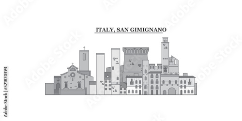 Italy, San Gimignano city skyline isolated vector illustration, icons photo