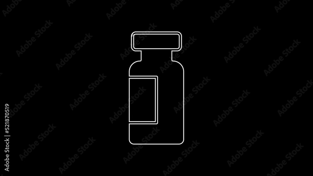 White line Test tube and flask chemical laboratory test icon isolated on black background. Laboratory glassware sign. 4K Video motion graphic animation White line Test tube and flask chemical laboratory test icon isolated on black background. Laboratory glassware sign. 4K Video motion graphic animation