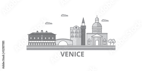Italy, Venice City city skyline isolated vector illustration, icons