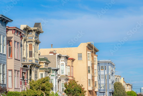 Row of multi-storey residential buildings in San Francisco  California