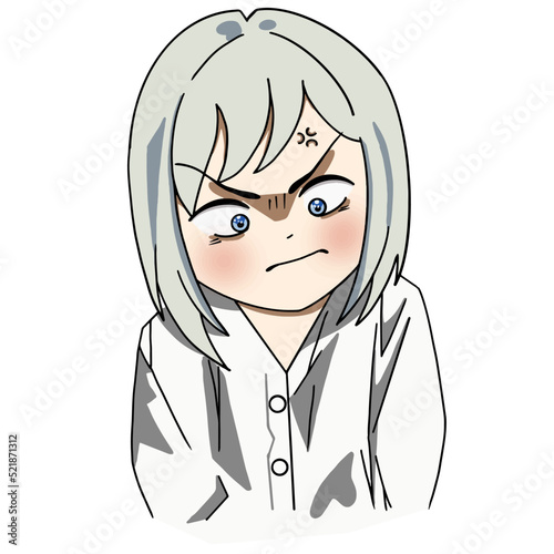 cute beautiful anime girl outraged anime illustration