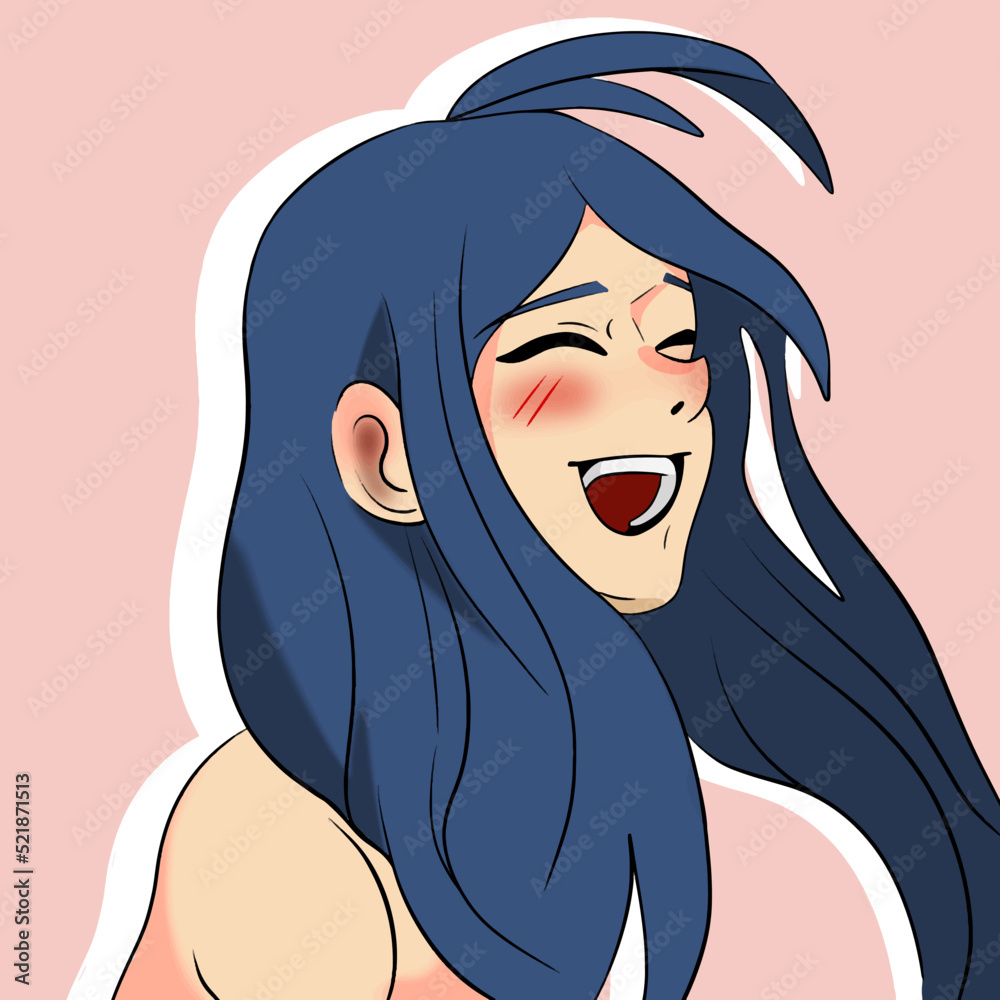 beautiful cute anime girl with blue hair anime illustration beautiful cute anime girl with blue hair anime illustration