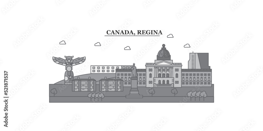 Fototapeta premium Canada, Regina city skyline isolated vector illustration, icons