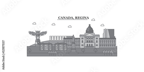 Canada, Regina city skyline isolated vector illustration, icons
