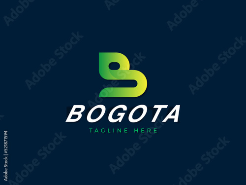 Modern logo with a Bogota word in the middle with a "tagline" world isolated on a blue background