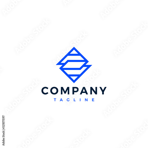 Modern logo with a Company word in the middle and a "tagline" world isolated on a white background