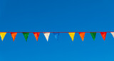 Party flags colorful celebrate abstract on blue sky background