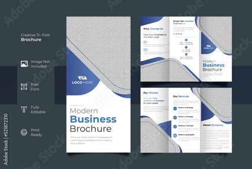 Corporate modern Trifold brochure template, trifold layout with editable a4 size vector illustration format