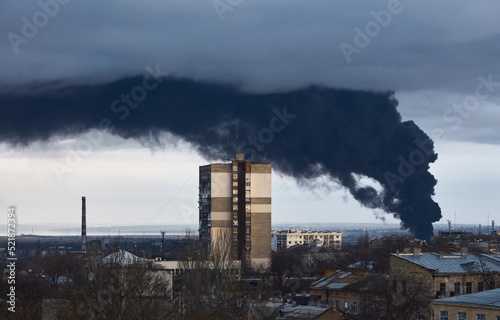 Russian guided rocket attacks on an oil refinery and adjacent oil storage facility in Odessa, Ukraine, 3 April 2022