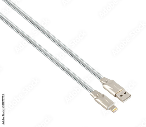cable with USB connector, Lightning, isolated on white background © A_A88