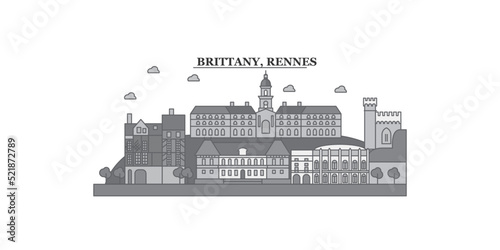 France, Rennes city skyline isolated vector illustration, icons