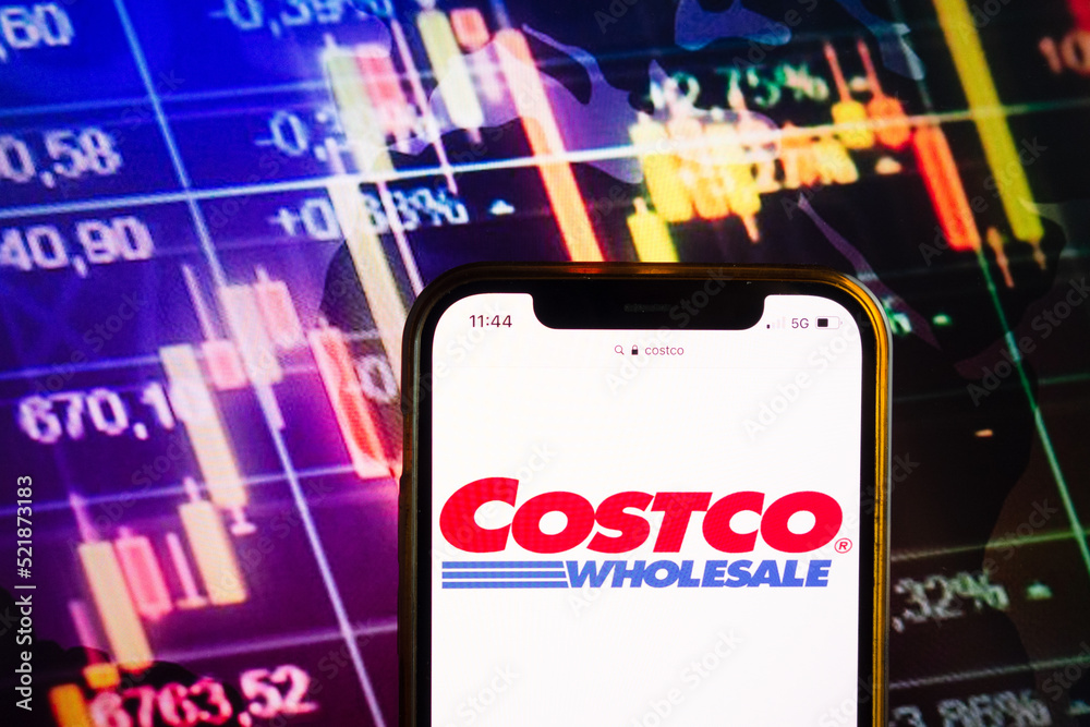 KONSKIE, POLAND August 07, 2022 Smartphone displaying logo of Costco