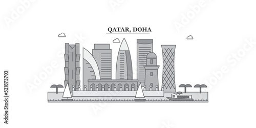 Obraz na płótnie Qatar, Doha city skyline isolated vector illustration, icons w salonie