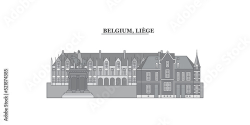 Belgium, Liege city skyline isolated vector illustration, icons