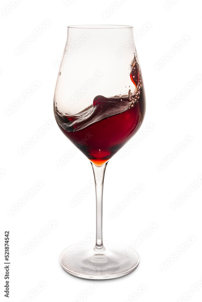 glass of red wine with splash glass of red wine with splash
