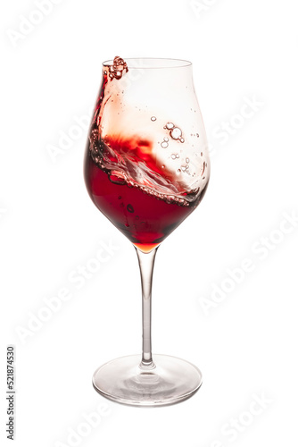 glass of red wine with splash