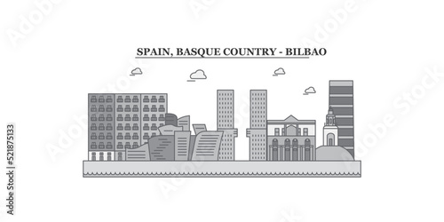 Spain, Bilbao city skyline isolated vector illustration, icons