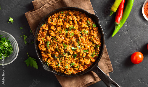 Keema curry in pan