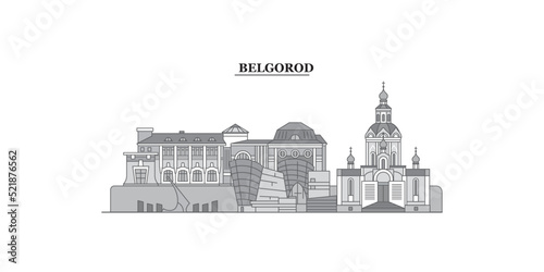 Russia, Belgorod city skyline isolated vector illustration, icons