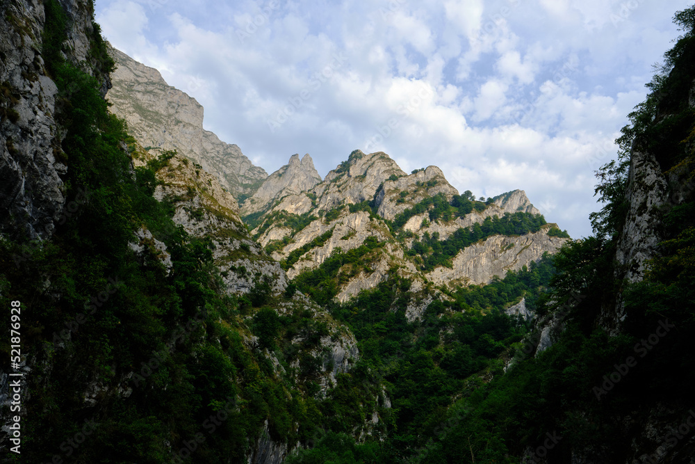 The Picos de Europa (Peaks of Europe), a mountain range extending for about 20 km in northern Spain.