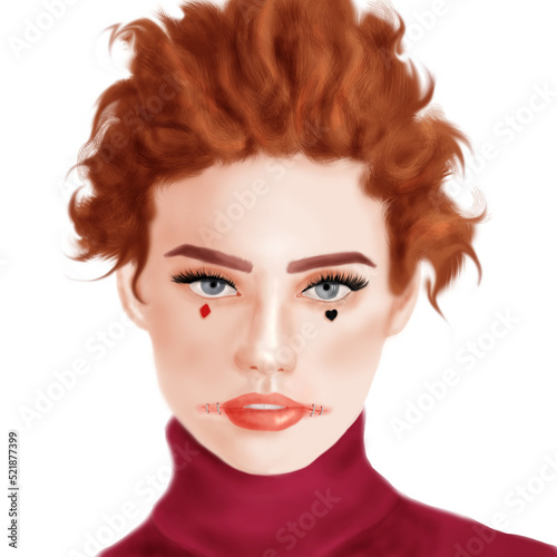 illustration art portrait of halloween girl