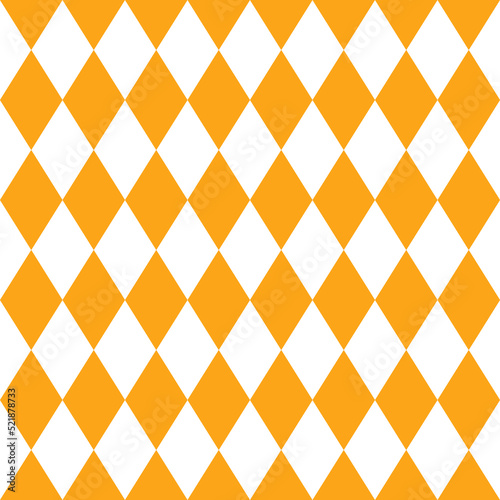 Oktoberfest background with orange and white rhombuses. Bavarian diamond texture. Octoberfest seamless pattern. Holiday wrapping print. Germany traditional wallpaper. Vector color illustration.