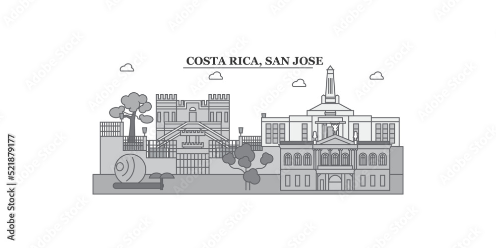 Costa-Rica, San Jose city skyline isolated vector illustration, icons