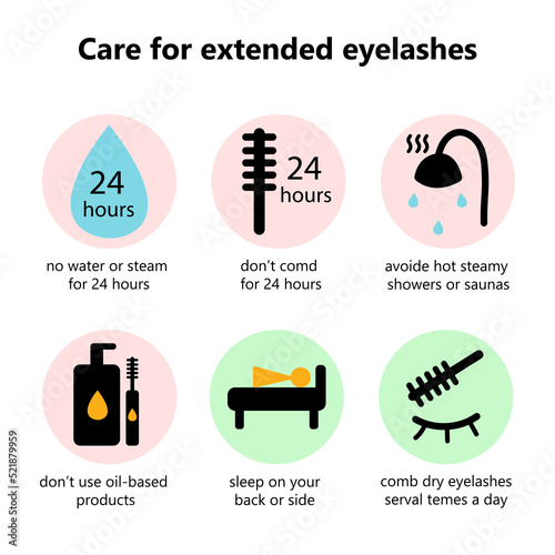 infographics care for extended eyelashes