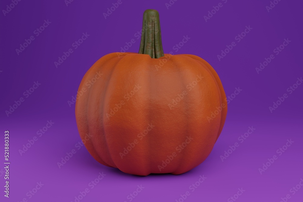 Yellow pumpkin on a purple background. 3D render Yellow pumpkin on a purple background. 3D render
