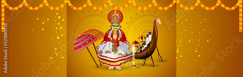 South indian festival happy onam celebration banner or header