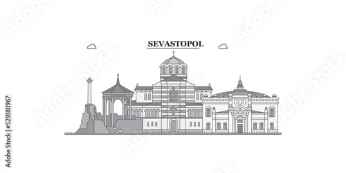 Tableau sur toile Russia, Sevastopol city skyline isolated vector illustration, icons