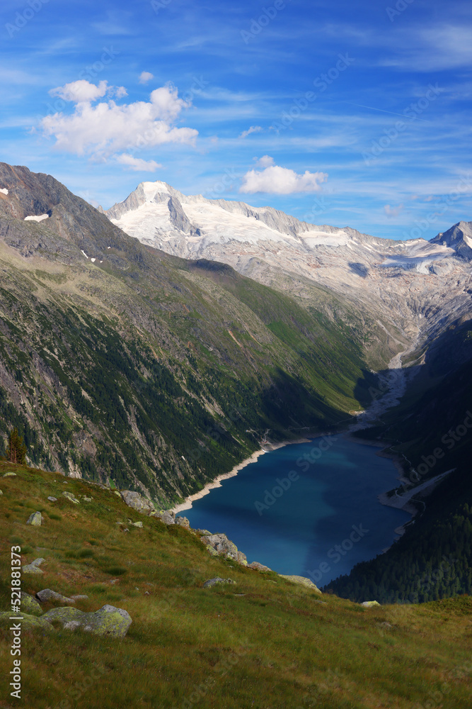 Summer landscape of Zillertal alps in Austria, Europe