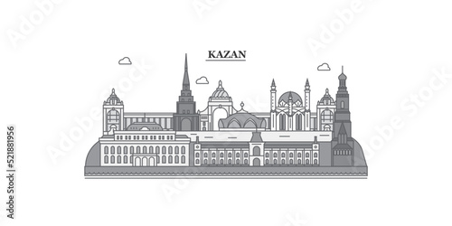 Russia, Kazan city skyline isolated vector illustration, icons