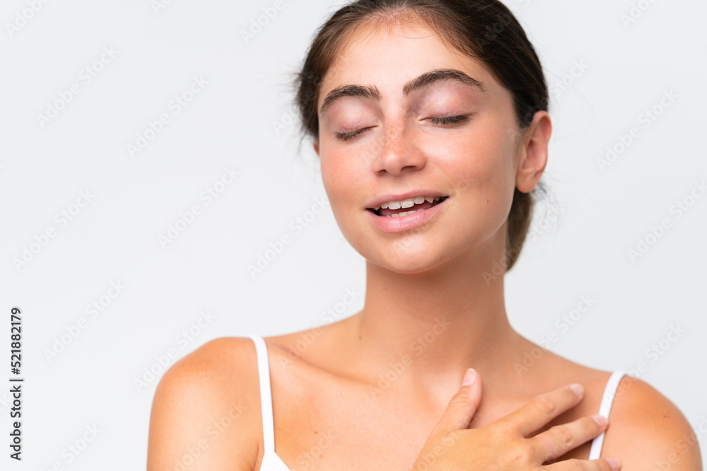 Young Pretty caucasian woman isolated on white background . Portrait Young Pretty caucasian woman isolated on white background . Portrait