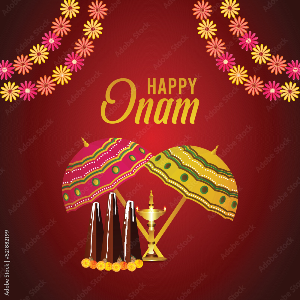 South indian festival happy onam invitation background Stock Vector ...