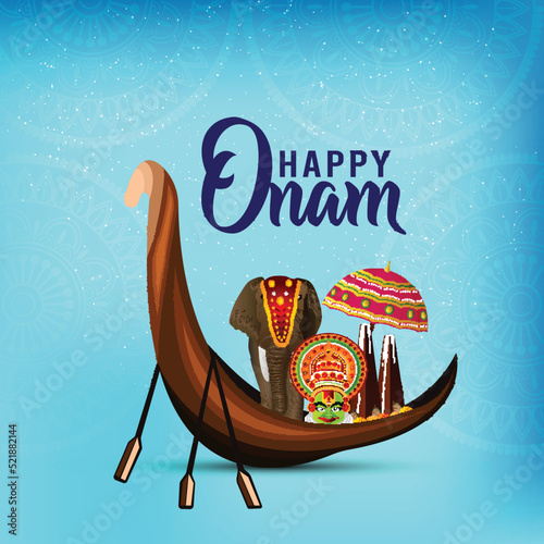 South indian festival happy onam invitation background