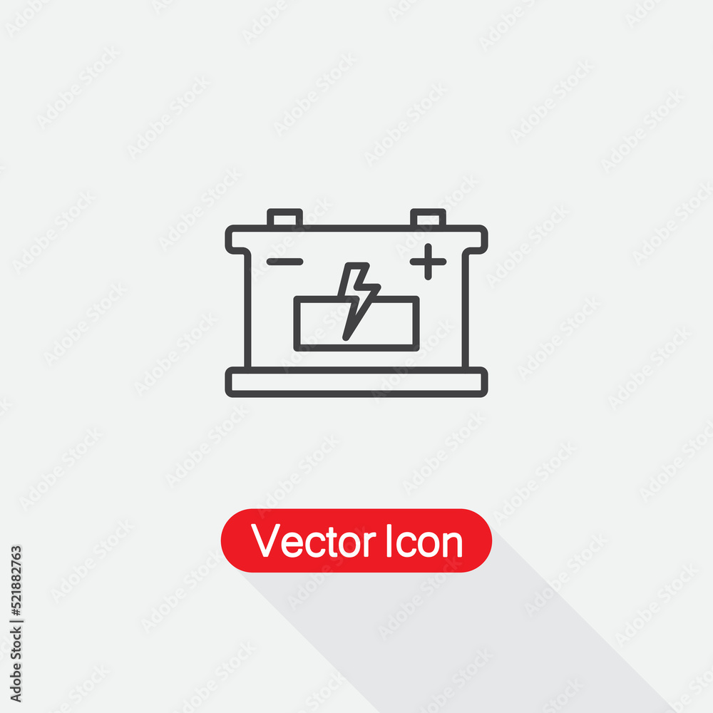 Car Battery Icon, Linear Industrial Battery Logo Vector Illustration Eps10 Car Battery Icon, Linear Industrial Battery Logo Vector Illustration Eps10