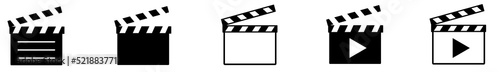 Movie clapper board set, isolated on white background, vector illustration.