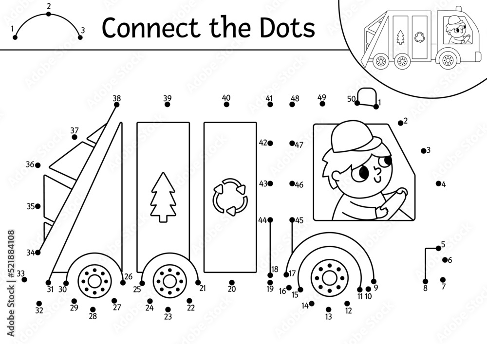 Vecteur Stock Vector Dot to dot And Color Activity With Cute Garbage vecteur-stock-vector-dot-to-dot-and-color-activity-with-cute-garbage