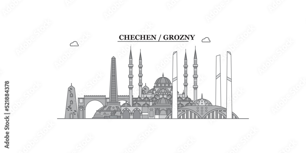Russia Grozny City Skyline Isolated Vector Illustration Icons Stock russia-grozny-city-skyline-isolated-vector-illustration-icons-stock