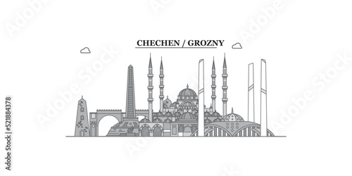 Russia, Grozny city skyline isolated vector illustration, icons photo