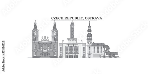 Czech Republic, Ostrava city skyline isolated vector illustration, icons